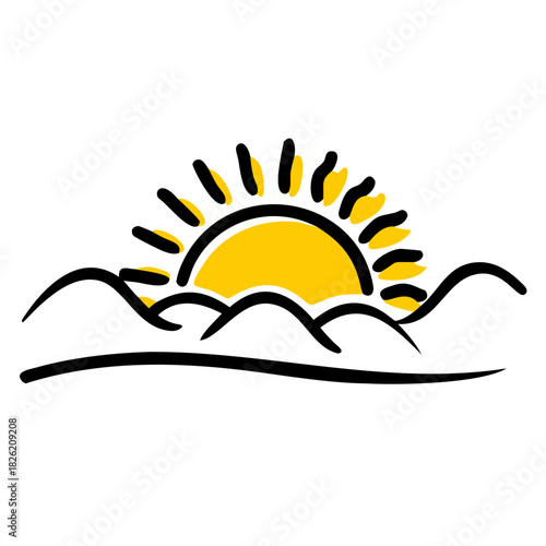 a flat gradient outline icon of a sunrise landscape for web and graphic design