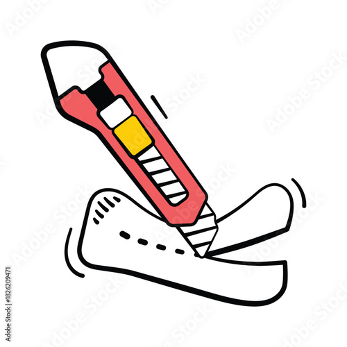Well designed hand drawn doodle style icon of paper cutter
