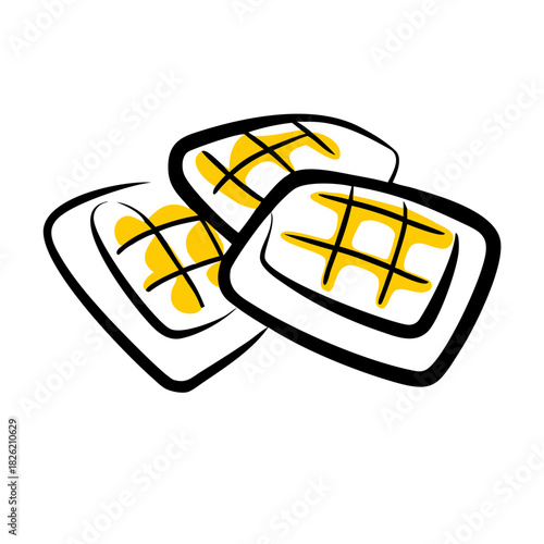 a flat gradient outline icon of waffles for web and graphic design
