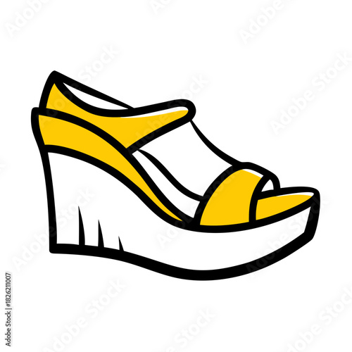 a flat gradient outline icon of wedge heels for web and graphic design