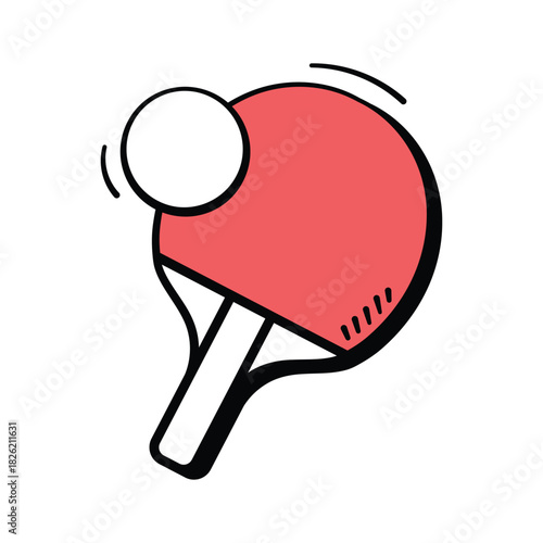 Hand drawn doodle illustration of ping pong paddle, school sports