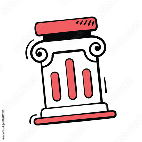 Get this amazing doodle style icon of ancient column in trendy style