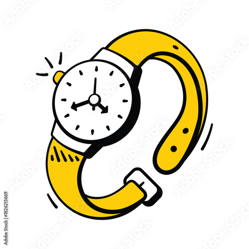 Grab this amazing doodle style icon of wristwatch, modern vector