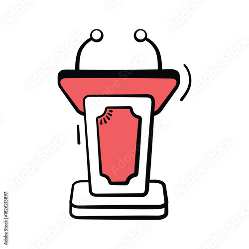 Doodle icon of speaker podium symbolizing presentations, assemblies, and student speeches