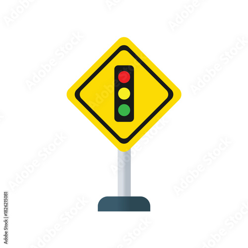 Traffic Light Warning Sign Icon - Road and Transport Symbol