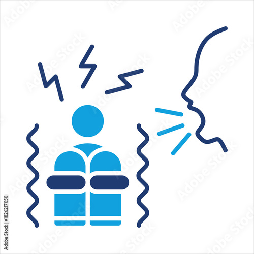 Emotional Abuse Flat Blue Icon Vector Illustration