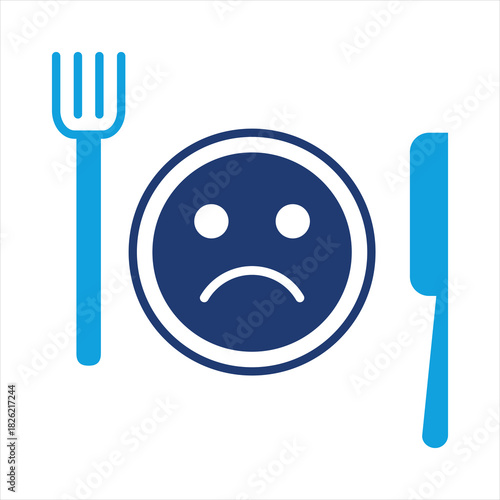 Eating Disorder Flat Blue Icon Vector Illustration