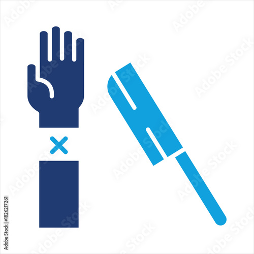 Self Harm Flat Blue Icon Vector Illustration