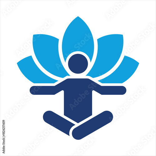 Meditation Flat Blue Icon Vector Illustration
