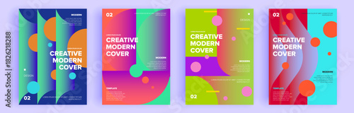 Modern abstract covers set, minimal covers design. Colorful geometric background, vector illustration.