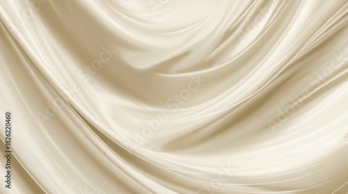 Smooth white silk fabric texture background with soft wave pattern and luxury golden light design