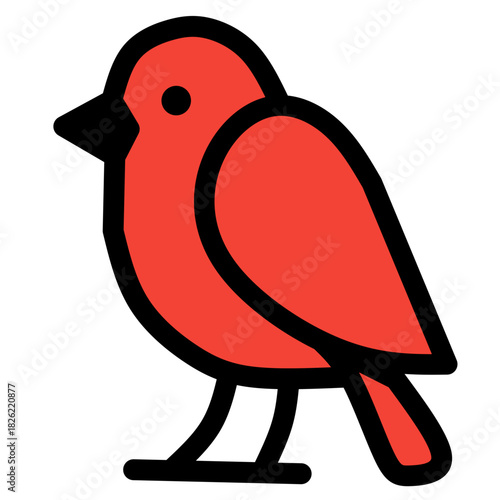 Red Winter Bird Icon – Flat Color Vector