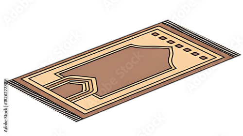 Decorative prayer mat with geometric patterns, symbolizing faith and devotion