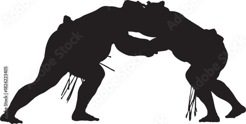 日本古来の武道である大相撲のシルエット