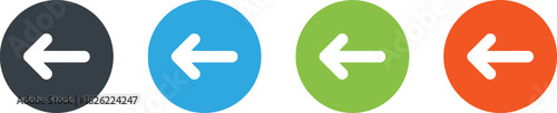 arrow, left, direction, navigation, symbol, icon, back, previous, undo, return, circular, dark gray, blue, green, orange, graphic, design, element, ui, web, interface, pointer, choice, option, set, co