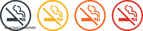 no smoking, smoking prohibited, cigarette, smoke, icon, sign, symbol, forbidden, banned, warning, danger, health, hazard, addiction, unhealthy, circle, graphic, design, vector, illustration, dark gray