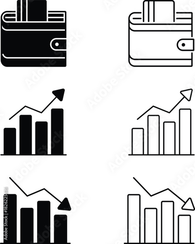 Financial Growth and Decline Icons Set