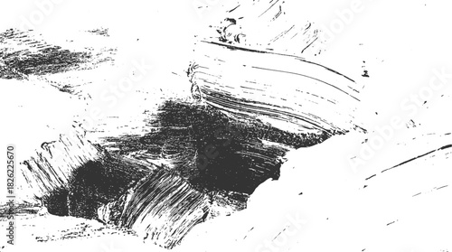 Dark gray abstract paint brush strokes on white background black