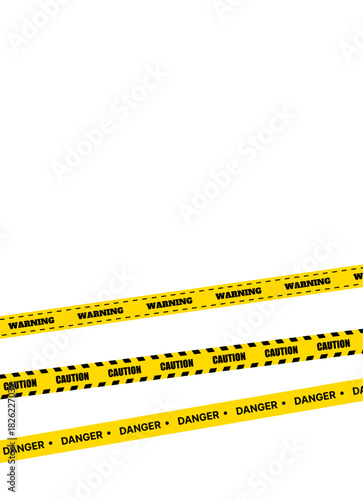 yellow caution tape. caution tapes. set of yellow and black lines. police crime tape