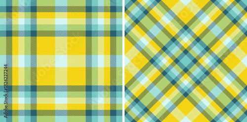 Textile tartan check of vector pattern texture with a fabric plaid seamless background. Set in happy colors for room decor ideas.