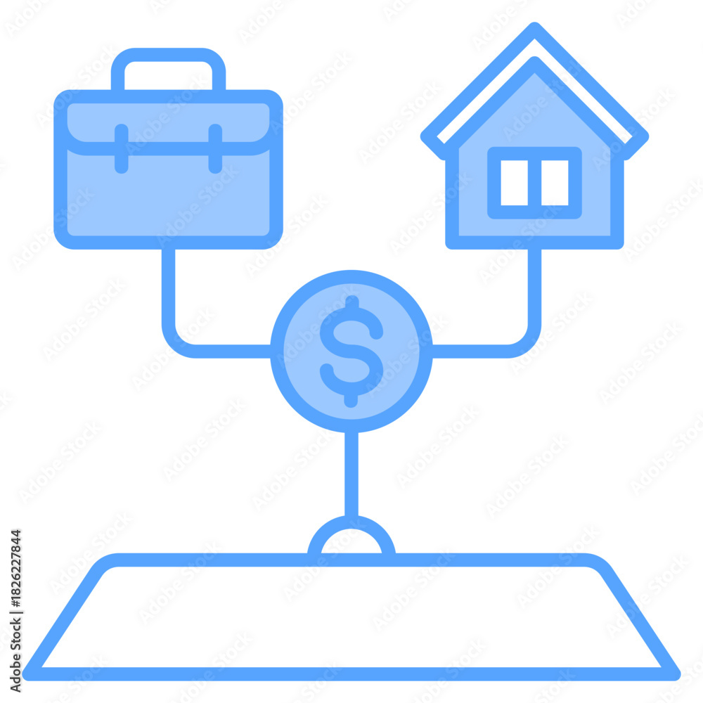 Fototapeta premium Work Life Balance Blue Icon