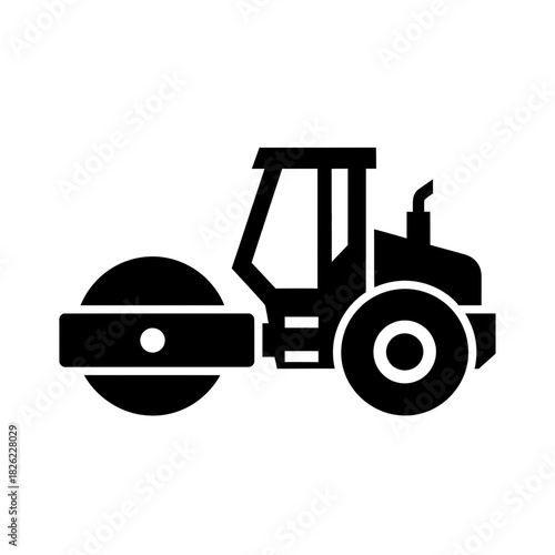Road Roller Silhouette Vector  Construction Vehicle Icon  Heavy Machinery Graphic