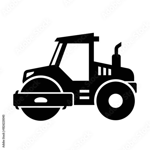 Road Roller Silhouette Vector  Construction Vehicle Icon  Heavy Machinery Graphic