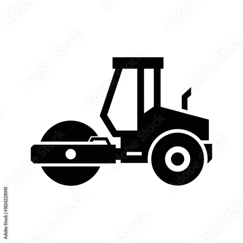 Road Roller Silhouette Vector  Construction Vehicle Icon  Heavy Machinery Graphic