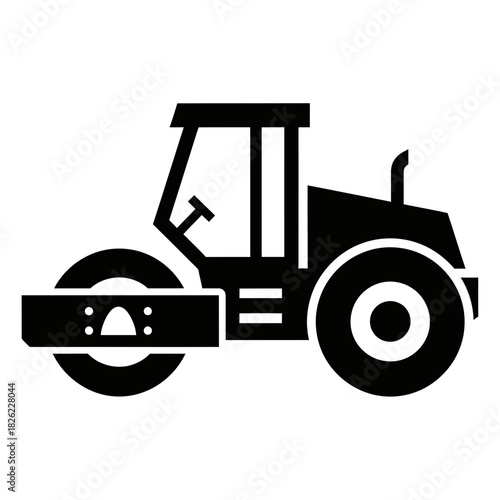 Road Roller Silhouette Vector  Construction Vehicle Icon  Heavy Machinery Graphic