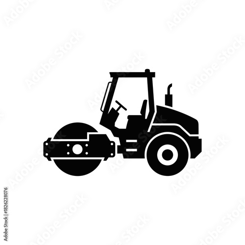 Road Roller Silhouette Vector  Construction Vehicle Icon  Heavy Machinery Graphic