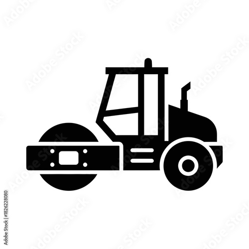 Road Roller Silhouette Vector  Construction Vehicle Icon  Heavy Machinery Graphic