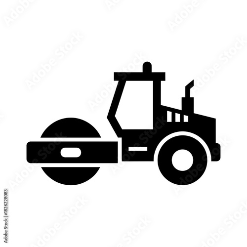 Road Roller Silhouette Vector  Construction Vehicle Icon  Heavy Machinery Graphic