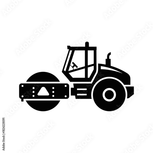 Road Roller Silhouette Vector  Construction Vehicle Icon  Heavy Machinery Graphic