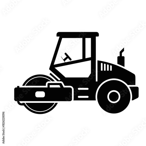 Road Roller Silhouette Vector  Construction Vehicle Icon  Heavy Machinery Graphic