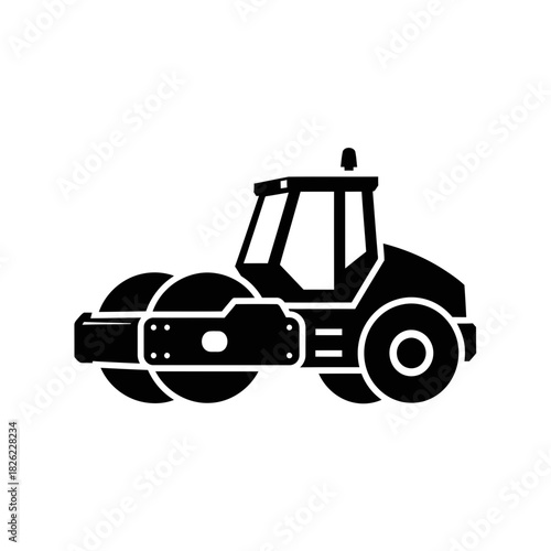 Road Roller Silhouette Vector  Construction Vehicle Icon  Heavy Machinery Graphic