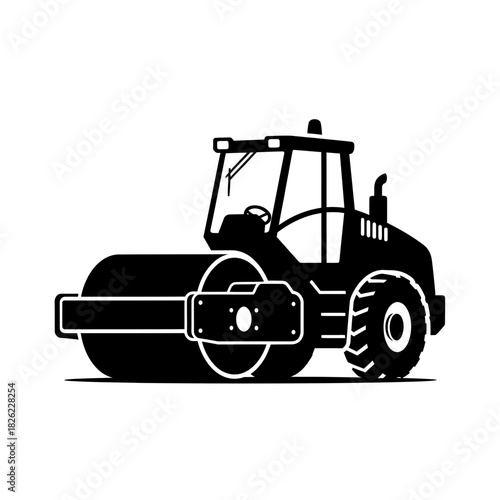 Road Roller Silhouette Vector  Construction Vehicle Icon  Heavy Machinery Graphic