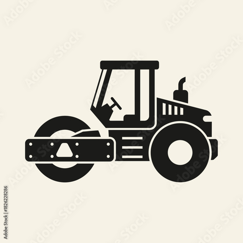 Road Roller Silhouette Vector  Construction Vehicle Icon  Heavy Machinery Graphic