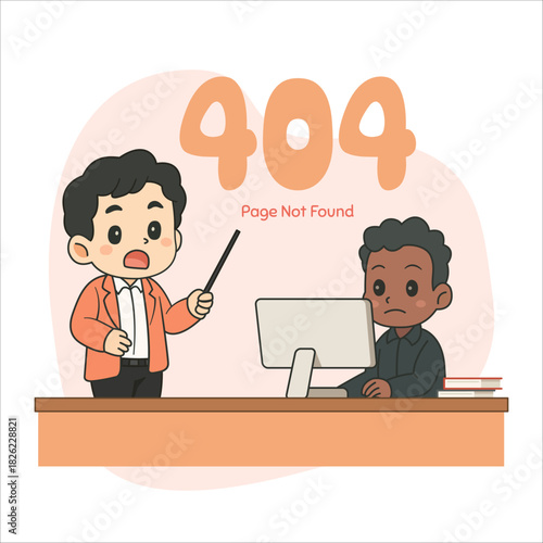 404 Error Page Not Found Illustration