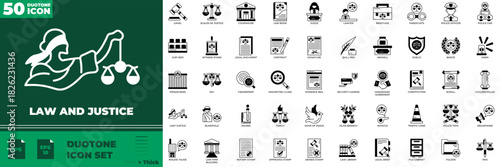 Law And Justice Duotone Editable Icons set