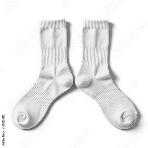 White Ribbed Socks Pair Flat Display