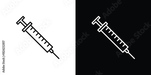 Syringe icon thin line outline concept. Linear style icon. Editable stroke. Vector