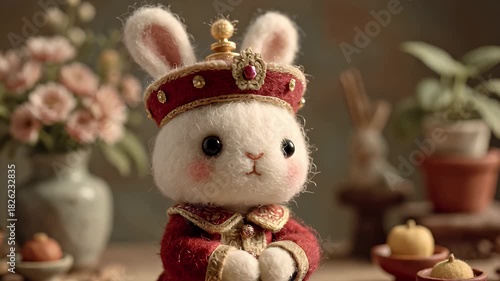 Wallpaper Mural Rabbit figure with regal attire and decorative accessories Torontodigital.ca