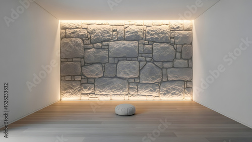 Wallpaper Mural Modern Minimalist Interior with Stone Wall and Soft Lighting Design Torontodigital.ca