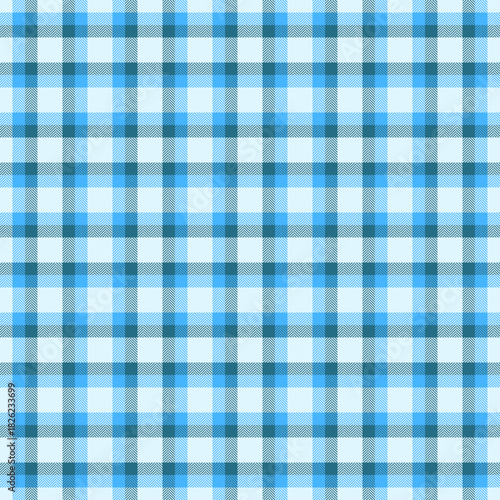 Jacket pattern fabric texture, guy check background seamless. Deep vector tartan textile plaid in cyan and light colors.