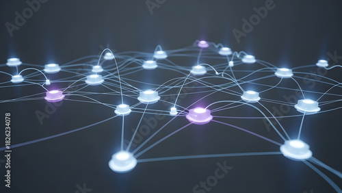 Wallpaper Mural Abstract Digital Network with Connected Nodes and Glowing Lights Torontodigital.ca