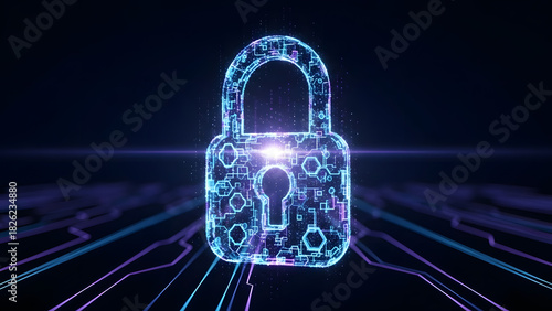 Digital Lock Icon Representing Cyber Security and Data Protection