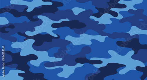 Blue Camouflage Seamless Pattern Background