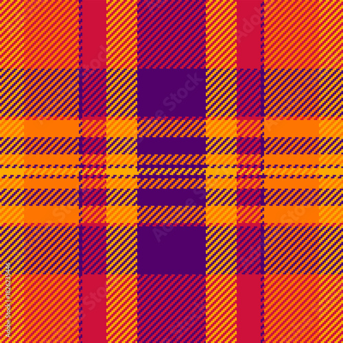 Vibrant plaid pattern with warm hues. A rich, textured background ideal for designs needing a classic and colorful, yet contemporary feel. Great for textiles and graphics.