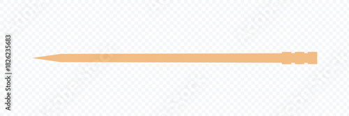 Wooden skewer with pointed tip. Disposable bamboo thin long skewer. Chopstick. Chinese food stick. Wooden toothpick. Isolated realistic vector illustration on white background. Vector illustration. 