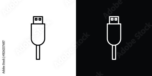 USB icon thin line outline concept. Linear style icon. Editable stroke. Vector